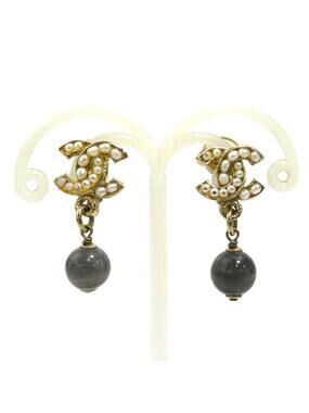 Auth Chanel Cc Logo Earrings #302878C33B